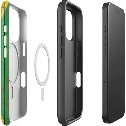 Jamaican Flag Dark Wood iPhone 16 Pro Magsafe Impact Case